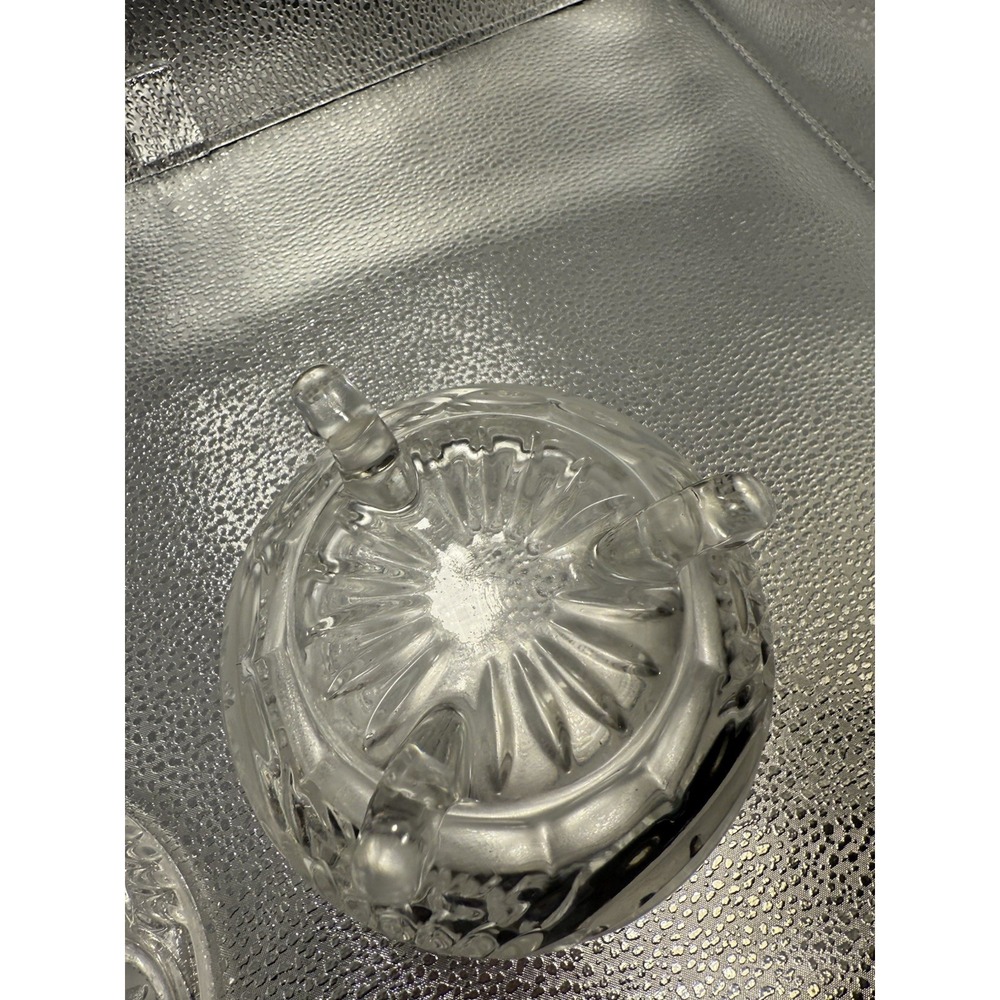 Vintage Clear‎ Cut Glass Heavy Compote 3 Footed Candy Dish w/ Steeple Lid - Picture 6 of 6